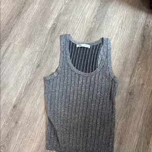 Gray Ribbed Tank Top